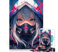 Rompecabezas de máscara de Chica Anime Cyberpunk de 1000 Piezas para Adultos, Juego Creativo, Detalles nítidos, Verdadero desafío, Arte para el hogar (38x26cm)