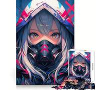 Rompecabezas de máscara de Chica Anime Cyberpunk de 1000 Piezas para Adultos, Juego Creativo, Detalles nítidos, Verdadero desafío, Arte para el hogar (38x26cm)