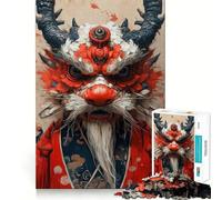 Rompecabezas de máscara de dragón Rojo de 1000 Piezas para Adolescentes Fortalece la Memoria Divertido y Relajante Bordes Lisos Lista de Deseos de Papá Noel (50x75cm)