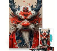 Rompecabezas de máscara de dragón Rojo para Adultos, 1000 Piezas, Rompecabezas para ejercitar la Mente, Ideal para el hogar, Regalo de cumpleaños (38x52cm)