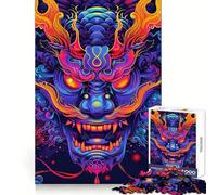 Rompecabezas de máscara de Oni Yokai neón para Adolescentes, 1000 Piezas, Juguete de lógica Mental, Alivio de la ansiedad, Corte Firme, Regalo de cumpleaños (38x26cm)