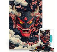 Rompecabezas de máscara Oni con Flores de Cerezo, 1000 Piezas, para Adolescentes, lógica Clara, Juguete Relajante, Corte Perfecto, Regalo conmovedor (38x26cm)