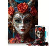 Rompecabezas de máscara Veneciana con Corona Floral para Adultos,1000 Piezas,Juego para estimular la Mente,tamaño Uniforme,Piezas precisas,Ideal para Viajar, ejercitar la Mente