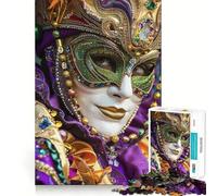 Rompecabezas de máscara Veneciana de 1000 Piezas para Adolescentes Entrenamiento de Memoria Diversión,conexión Limpia y sin interrupciones Actividad grupal Relajante para Interiores (38x26cm)