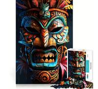 Rompecabezas de máscaras de tribus indígenas Tiki para Adolescentes, 1000 Piezas, para Fortalecer la Memoria, calmar la Mente, un desafío Diario y Alegre, (38x26cm)