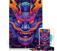 Rompecabezas de máscaras de Yokai Oni neón de 1000 Piezas para Adultos Juego Inteligente, sin estrés, con patrón de Montaje y una cálida Sorpresa (38x52cm)
