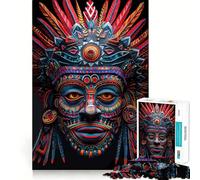 Rompecabezas de máscaras indígenas Huchiol de 1000 Piezas para Adultos Juego Creativo con Detalles nítidos Un Verdadero desafío Arte para el hogar (38x26cm)