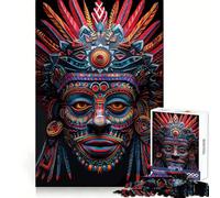 Rompecabezas de máscaras indígenas Huchiol de 1000 Piezas para Adultos Juego Creativo con Detalles nítidos Un Verdadero desafío Arte para el hogar (38x26cm)