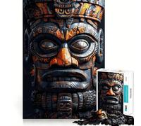 Rompecabezas de máscaras Tiki oscuras indígenas para Adultos, 1000 Piezas, lógica, Desarrollo, Menos estrés, Divertido desafío, (38x26cm)