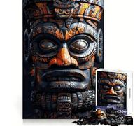 Rompecabezas de máscaras Tiki oscuras indígenas para Adultos, 1000 Piezas, lógica, Desarrollo, Menos estrés, Divertido desafío, (38x26cm)