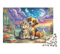 Rompecabezas de Mascotas Feline Bond 1000 Piezas,cartón Reciclado,para aliviar el estrés,pasatiempo Tranquilo para Adultos,Parejas y entusiastas de los Rompecabezas,avanzado,38x26cm(1000 Piezas)