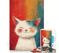 Rompecabezas de meditación con Gato Zen,1000 Piezas,Juego de lógica y Pensamiento,artesanía de Corte experta,Tiempo de Tranquilidad,Ejercicio Mental en casa (38x52cm)