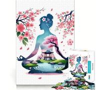 Rompecabezas de meditación Zen con Flores de Cerezo,1000 Piezas para Adultos,Juego para Mejorar la Memoria,Calidad Profesional,Actividad de Corte conmovedora para Compartir en Familia (50x75cm)