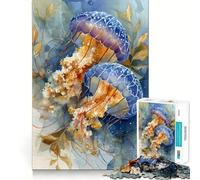 Rompecabezas de Medusas en Acuarela de 1000 Piezas Juego cognitivo Divertido Troquelado de Alta precisión aliviar el estrés (38x26cm)