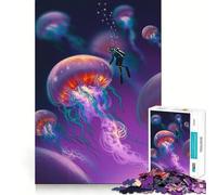 Rompecabezas de Medusas en Acuarela de 1000 Piezas Juego de concentración Mental Corte de precisión Bordes Lisos Actividad Absorbente para Noches tranquilas (50x75cm)