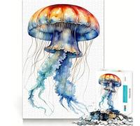 Rompecabezas de Medusas en Acuarela de 1000 Piezas para Adolescentes Juego para estimular la Mente Montaje Firme y Seguro Actividad Divertida para Toda la Familia (38x26cm)