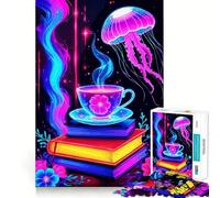 Rompecabezas de Medusas y Tazas de té de neón para Adolescentes, 1000 Piezas, Juguete de lógica Mental, Alivio de la ansiedad, Corte Firme, Regalo de cumpleaños (38x52cm)