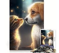 Rompecabezas de Mejores Amigos Gato y Perro para Adultos, 1000 Piezas, Mejora la Memoria, Relajación, Corte Láser, Único (50x75cm)