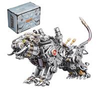 Rompecabezas de metal 3D, kit de tigre de Bengala, kit de modelo de rompecabezas mecánico para adultos, modelo mecánico decorativo steampunk DIY con piezas de metal chapado en colores y luces (700