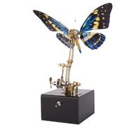 Rompecabezas de metal 3D para adultos, caja de música mecánica de mariposa con alas dinámicas y batería recargable de 10 horas y melodía relajante, decoraciones creativas para oficina y hogar
