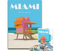 Rompecabezas de Miami de 1000 Piezas para Adultos, Ayuda a ejercitar el Cerebro Juguetes adictivos para Cultivar la Paciencia Gran Regalo 38x26cm