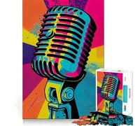Rompecabezas de micrófono Pop para virtuosismo Vocal 1000 Piezas Juguete de construcción para concentrarse Ajuste Huecos Actividad gratificante para días lluviosos (38x26cm)
