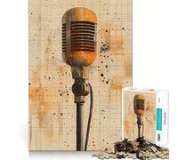 Rompecabezas de micrófono Vintage de 1000 Piezas Juguete de construcción Focus Building Toy Ajuste Huecos Actividad gratificante para días lluviosos (50x75cm)