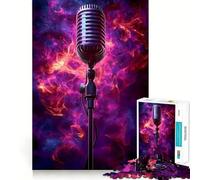 Rompecabezas de micrófono Vintage en Color Humo de 1000 Piezas para Adolescentes Estimula la Mente Diversión sin Espacios Ajuste Ocio cautivador para Interiores acogedores (50x75cm)