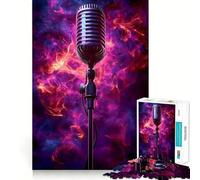 Rompecabezas de micrófono Vintage en Humo 1000 Piezas Juego cognitivo Divertido Troquelado de Alta precisión aliviar el estrés (38x52cm)