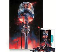 Rompecabezas de micrófono Vintage para Adolescentes 1000 Piezas Mejora la Agilidad Mental Juego tamaño Uniforme Piezas precisas Actividad Nocturna para Toda la Familia (50x75cm)