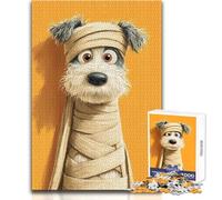 Rompecabezas de Momia de Perro de Dibujos Animados sobre Fondo Naranja para Adultos, 1000 Piezas, Actividad educativa de Enfoque, Ocasiones Festivas, tamaño 38x26cm