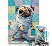 Rompecabezas de Momia Pug con Papel Higiénico para Adolescentes, 1000 Piezas, Juguete de Lógica Fuerte, Tranquilo, Borde Claro, Regalo Elegante (50x75cm)