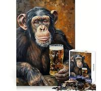 Rompecabezas de mono bebedor de cerveza de 1000 piezas para adultos Desarrolla la concentración,la habilidad y el tiempo Un buen juego de rompecabezas con piezas encajables ¡Sorpresa navideña! 38x52cm