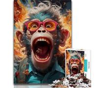 Rompecabezas de Mono psicodélico para Adultos, 2000 Piezas, para aliviar el estrés y Matar el Tiempo en casa, con póster a Juego y Hoja de Trivia de 70x100cm