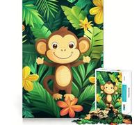 Rompecabezas de Mono Sonriente en la Jungla para Adultos, 1000 Piezas Refuerza la Memoria Diversión Relajante Bordes de Calidad Un Regalo Encantador 38x26cm