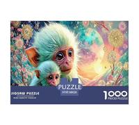 Rompecabezas de Monos bebés para Adultos: Mamá Mono sosteniendo a su bebé. Juegos educativos para Toda la Familia. Mujeres. 38 x 26 cm/1000 Piezas.