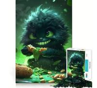 Rompecabezas de Monstruos Verde Oscuro sin esponjosidad,1000 Piezas,Divertidos,para estimular la concentración,Cortados con láser para un Ajuste, Actividad para Compartir con Seres Queridos