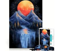Rompecabezas de montaña, Cascada y Luna para Adultos, 1000 Piezas, Juguete para ejercitar la Mente, diversión en Interiores, Corte de precisión, Regalo navideño (38x52cm)