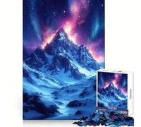 Rompecabezas de montaña Nevada bajo la Aurora Boreal para Adultos, 1000 Piezas, diseño para Mejorar la Memoria y aliviar el estrés, Regalo Memorable (38x52cm)