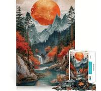 Rompecabezas de montaña Vintage con Puesta de Sol para Adolescentes, 1000 Piezas, Juguete de lógica Fina, Suave, Relajante, Bordes limpios, Regalo Premium (38x26cm)