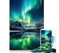 Rompecabezas de montañas con Auroras boreales, 1000 Piezas, para Adolescentes, Desarrollo de la Mente, diversión Familiar, Bordes precisos, Regalo Memorable (38x52cm)