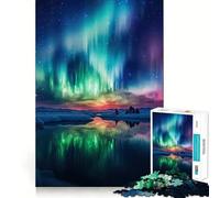 Rompecabezas de montañas con Auroras boreales, 1000 Piezas, para Adolescentes, Desarrollo de la Mente, diversión Familiar, Bordes precisos, Regalo Memorable (38x52cm)