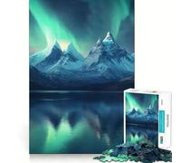 Rompecabezas de montañas con Auroras boreales, 1000 Piezas, para Adolescentes, Desarrollo de la Mente, diversión Familiar, Bordes precisos, Regalo Memorable (38x52cm)