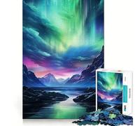 Rompecabezas de montañas con Auroras boreales de 1000 Piezas para Adolescentes Juguete para desarrollar la Mente Diseño Divertido y Relajante armar (50x75cm)
