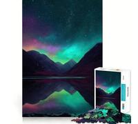 Rompecabezas de montañas con Auroras boreales de 1000 Piezas para Adultos Juguete para estimular la lógica Divertido y Elegante Regalo (38x26cm)