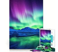 Rompecabezas de montañas con Auroras boreales de 1000 Piezas para Adultos Juguete para estimular la lógica Divertido y Elegante Regalo (38x52cm)