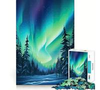 Rompecabezas de montañas con Auroras boreales para Adultos, 1000 Piezas, de lógica Fina, Juguete Casual y Relajante, con Bordes limpios, Pieza de Arte (50x75cm)