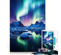 Rompecabezas de montañas con Auroras boreales para Adultos, 1000 Piezas, Juguete de lógica Resistente, Alivio de tensión, Borde Transparente, Regalo Premium (38x26cm)