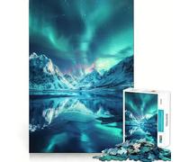 Rompecabezas de montañas con Auroras boreales para Adultos, 1000 Piezas, Recall Upgrade Peaceful Time Tight Cut Santa Wish List (50x75cm)