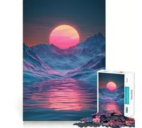 Rompecabezas de montañas con Puesta de Sol Rosa de 1000 Piezas para Adultos Ayuda a ejercitar la Mente y a aliviar el estrés Decoración de Pared con Bordes precisos (38x52cm)
